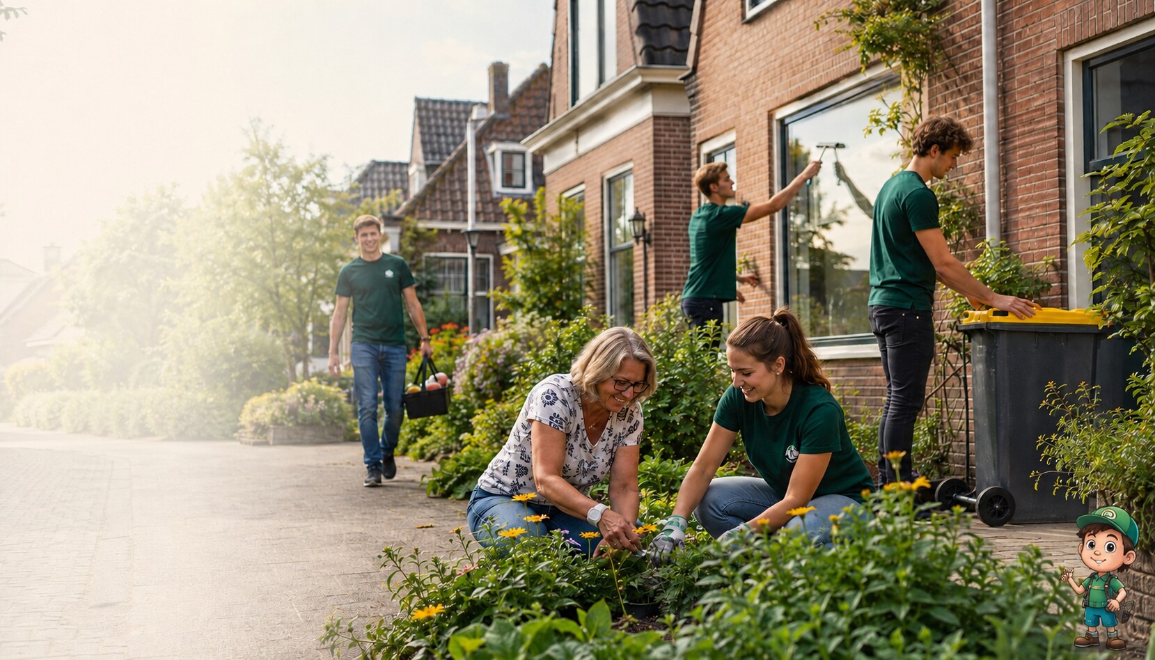 Een lokale buddy helpt een buurtbewoner